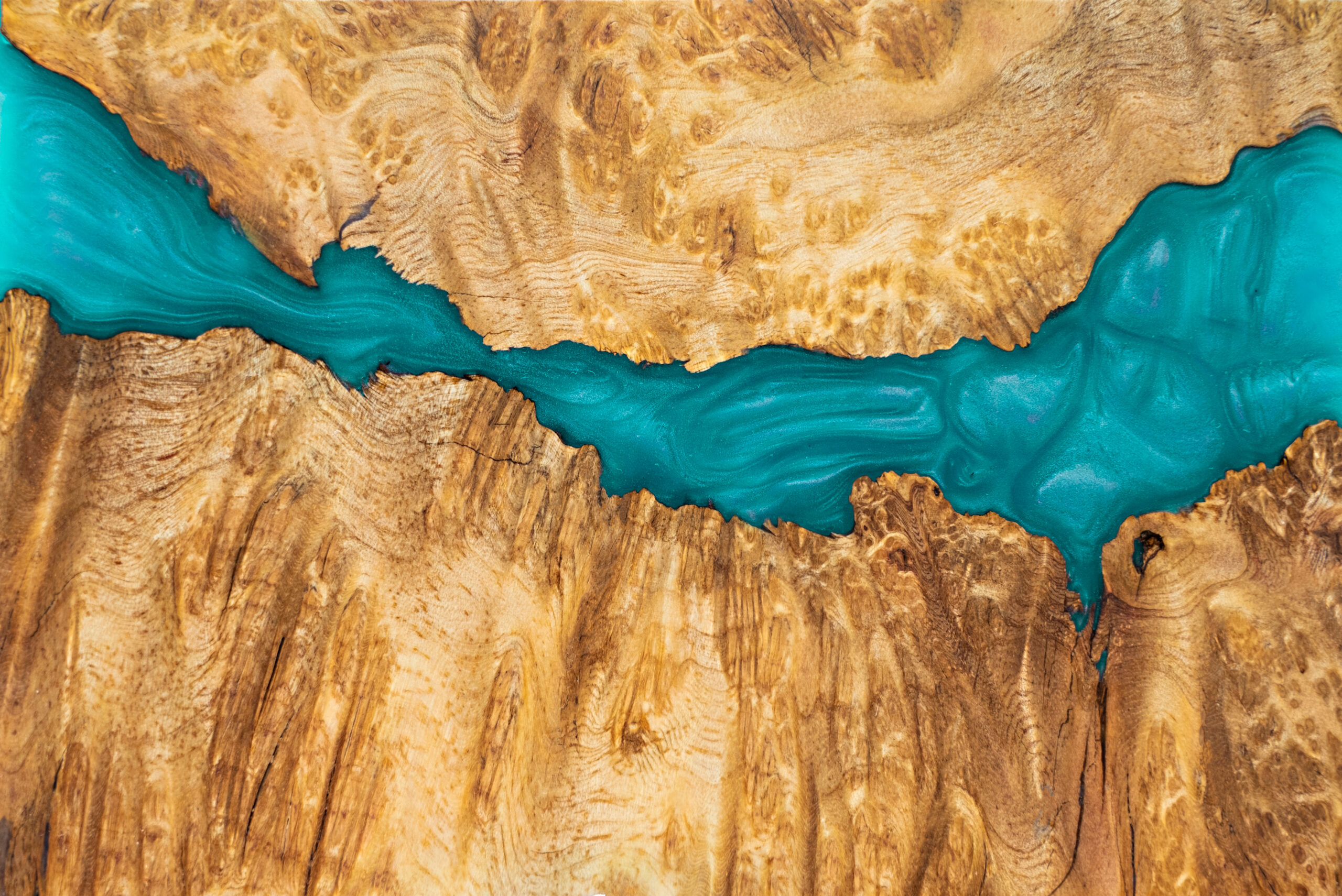 Casting epoxy resin Stabilizing Leza burl wood abstract art back